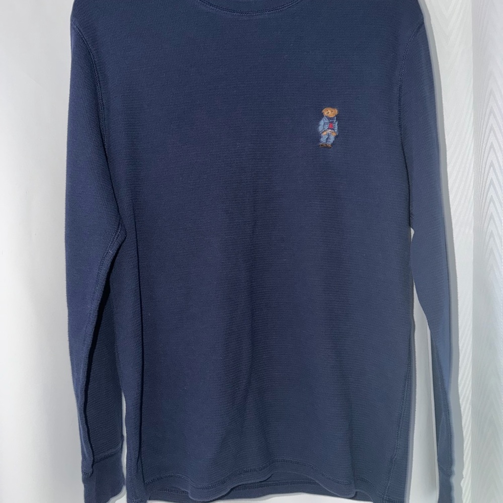 Polo Ralph Lauren Navy Long Sleeve Shirt with Bear Logo
